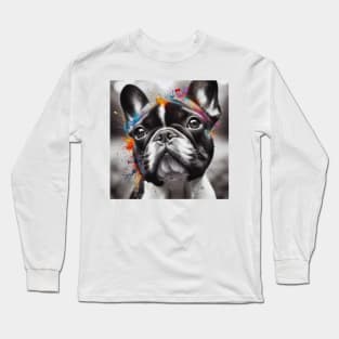 Colorful Gaze: French Bulldog Charm Long Sleeve T-Shirt